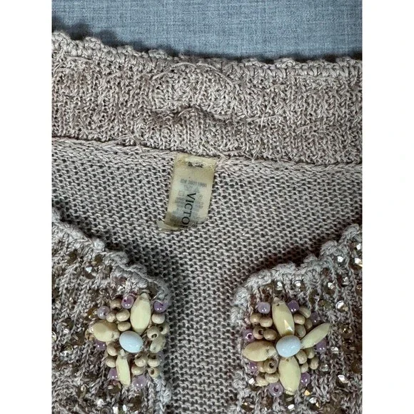 Victoria’s Secret Beaded Swim Cover Up XS Boho Crochet Knit Tunic Y2K Beach - Picture 5 of 9